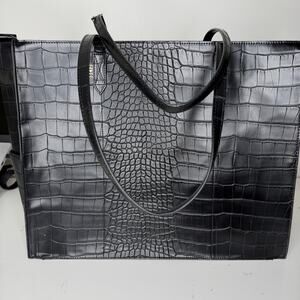 BEIS The Large Work Tote Black Croc